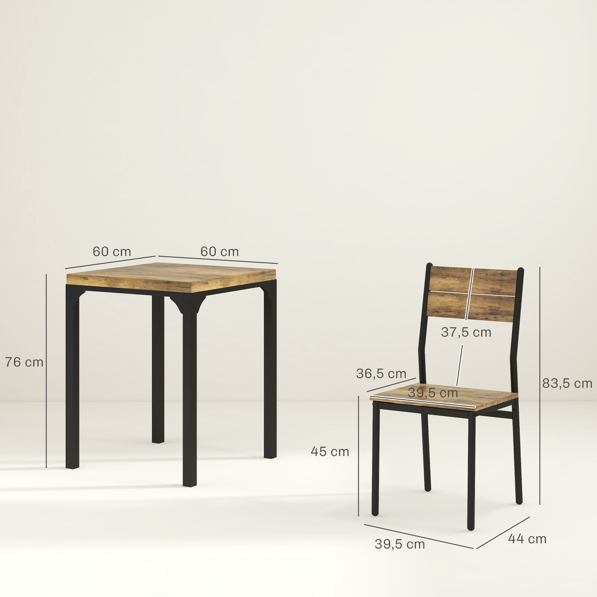 3-Piece Dining Set Dining Table with 2 Chairs Kitchen Table with Metal Frame Dining Group, Rustic Brown