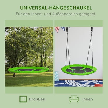 Nest Swing Ø110 cm, Hanging Swing up to 100 kg, Adjustable Children's Swing, Children's Garden Swing Round Swing for 3-12 years old kids, Green