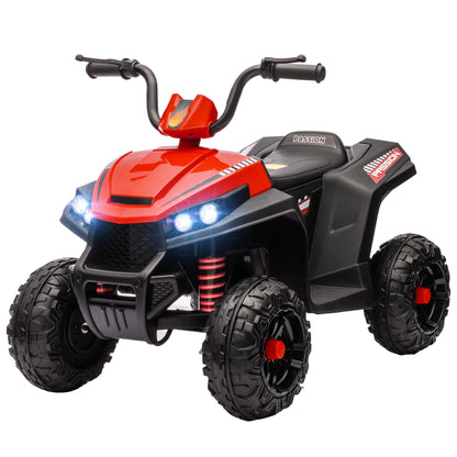 12V Battery-Powered Kids Electric Quad Electric Car for Kids +3 Years Old with 5 km/h Speed, Headlights, Music MP3, Forward/Reverse, 30 kg Load Red