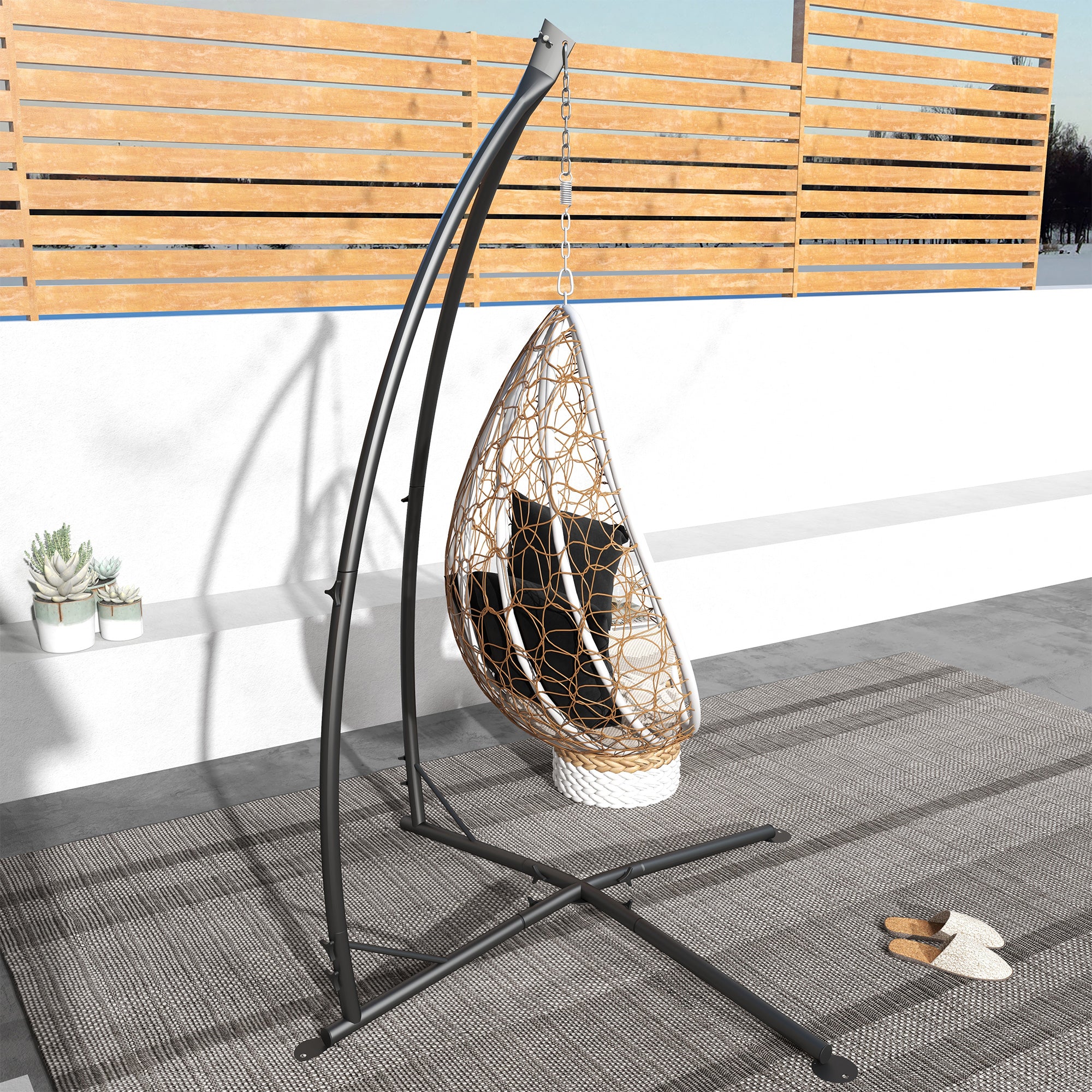 Hanging Chair Stand - Hanging Chair Stand, height 215 cm - Max recommended load 130 kg, black metal