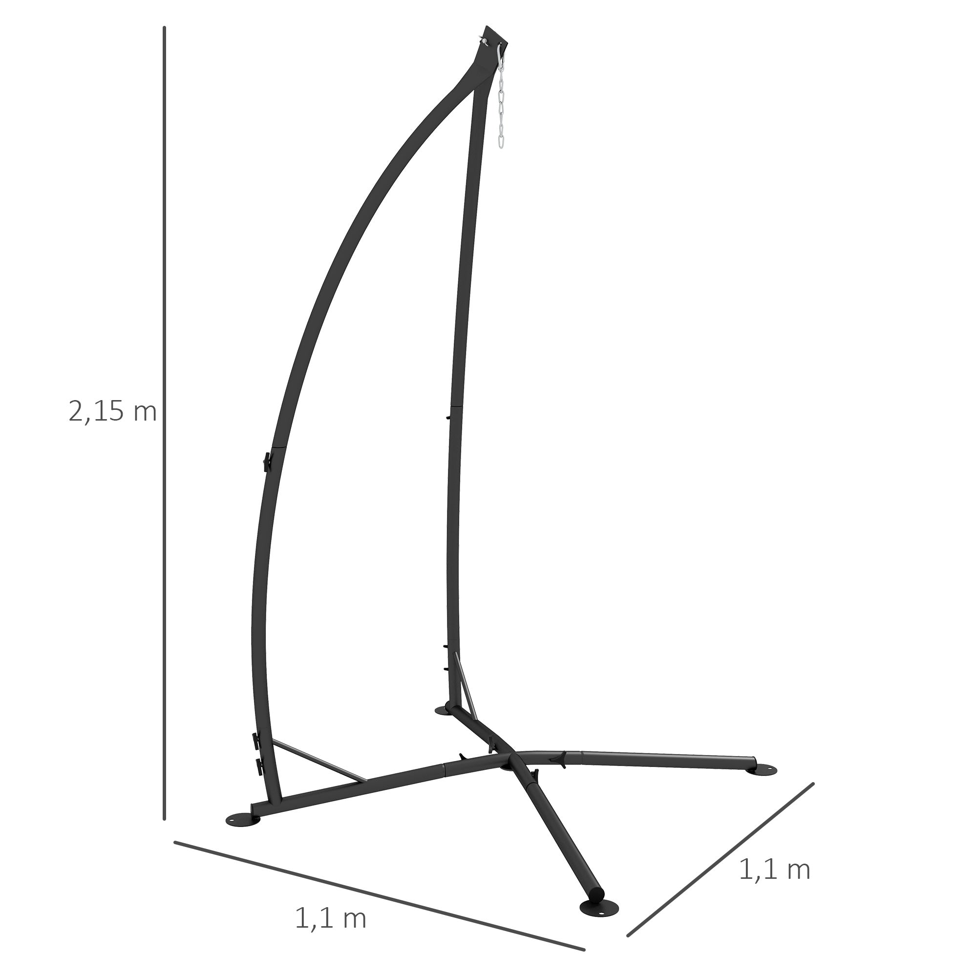 Hanging Chair Stand - Hanging Chair Stand, height 215 cm - Max recommended load 130 kg, black metal