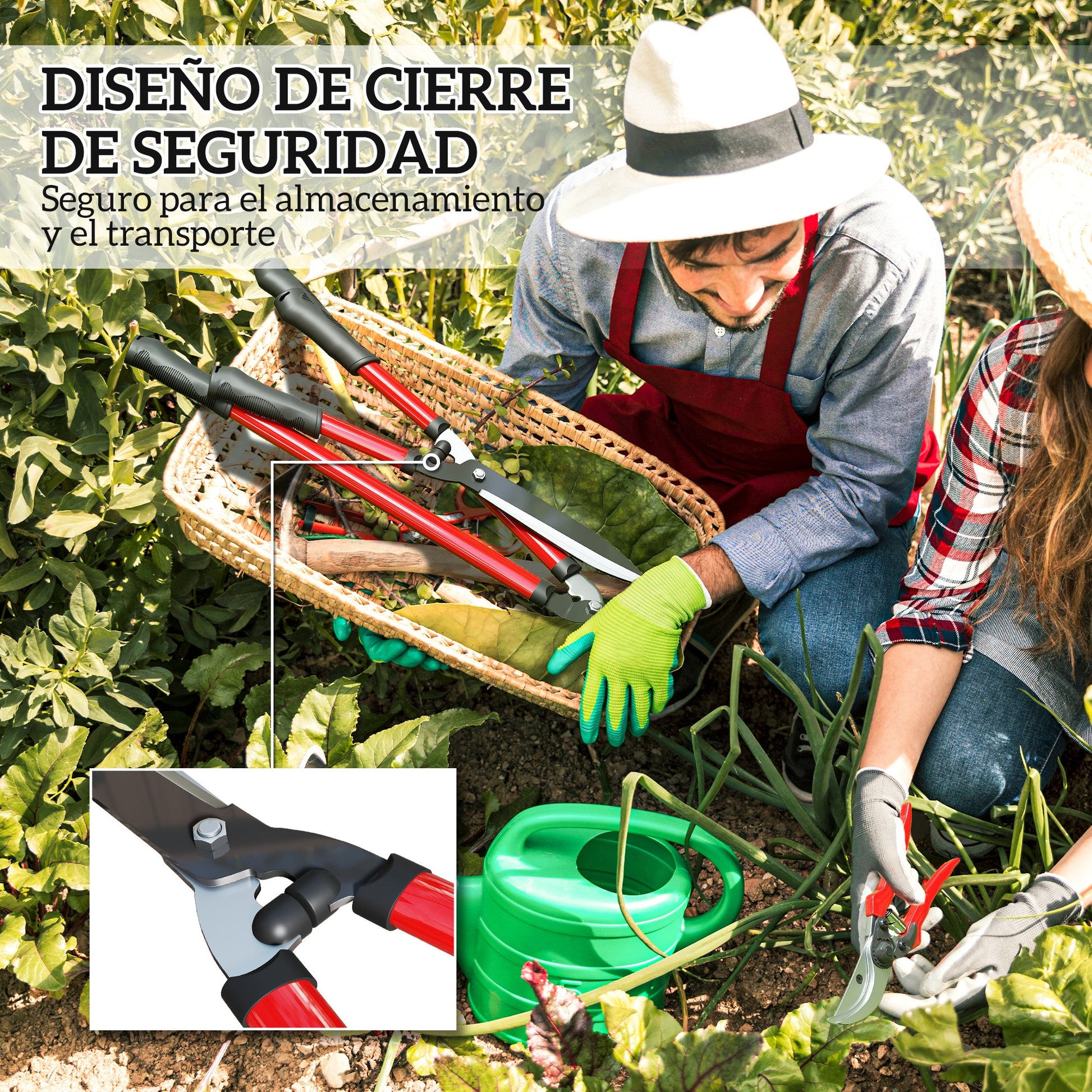 3-Piece Garden Tools Set Gardening Kit with Hedge Shears Lopper Pruning Shears and Non-Slip Rubber Handles Lightweight For Pruning Plants