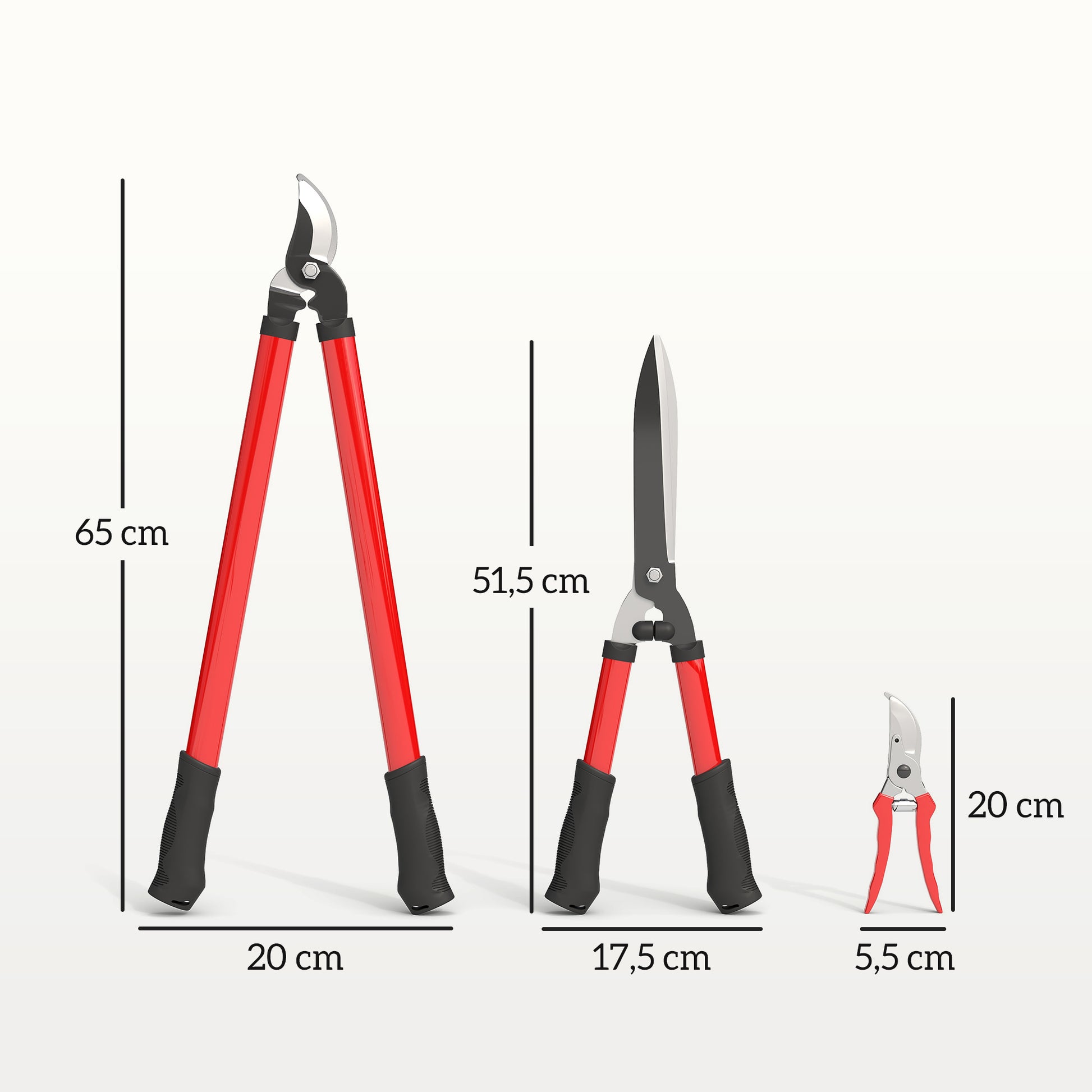 3-Piece Garden Tools Set Gardening Kit with Hedge Shears Lopper Pruning Shears and Non-Slip Rubber Handles Lightweight For Pruning Plants