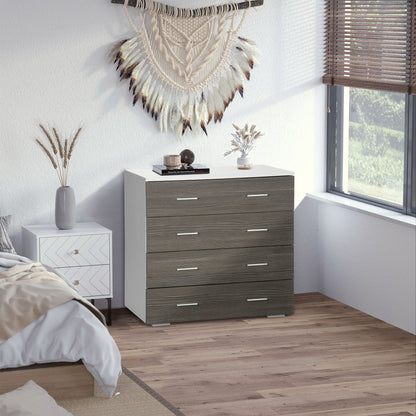 Sideboard Storage Cabinet in Contemporary Style 4 Drawers 76 x 35 x 72 cm White and Gray