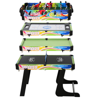 Folding Multi-Game Table 4-in-1 Design Foosball Air Hockey Pool Table Ping Pong Desktop Accessories Included Fun 86.5x43.5x64 cm