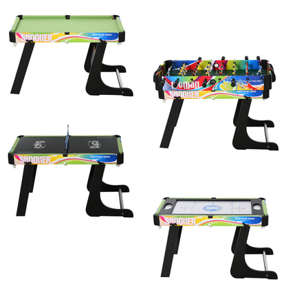 Folding Multi-Game Table 4-in-1 Design Foosball Air Hockey Pool Table Ping Pong Desktop Accessories Included Fun 86.5x43.5x64 cm