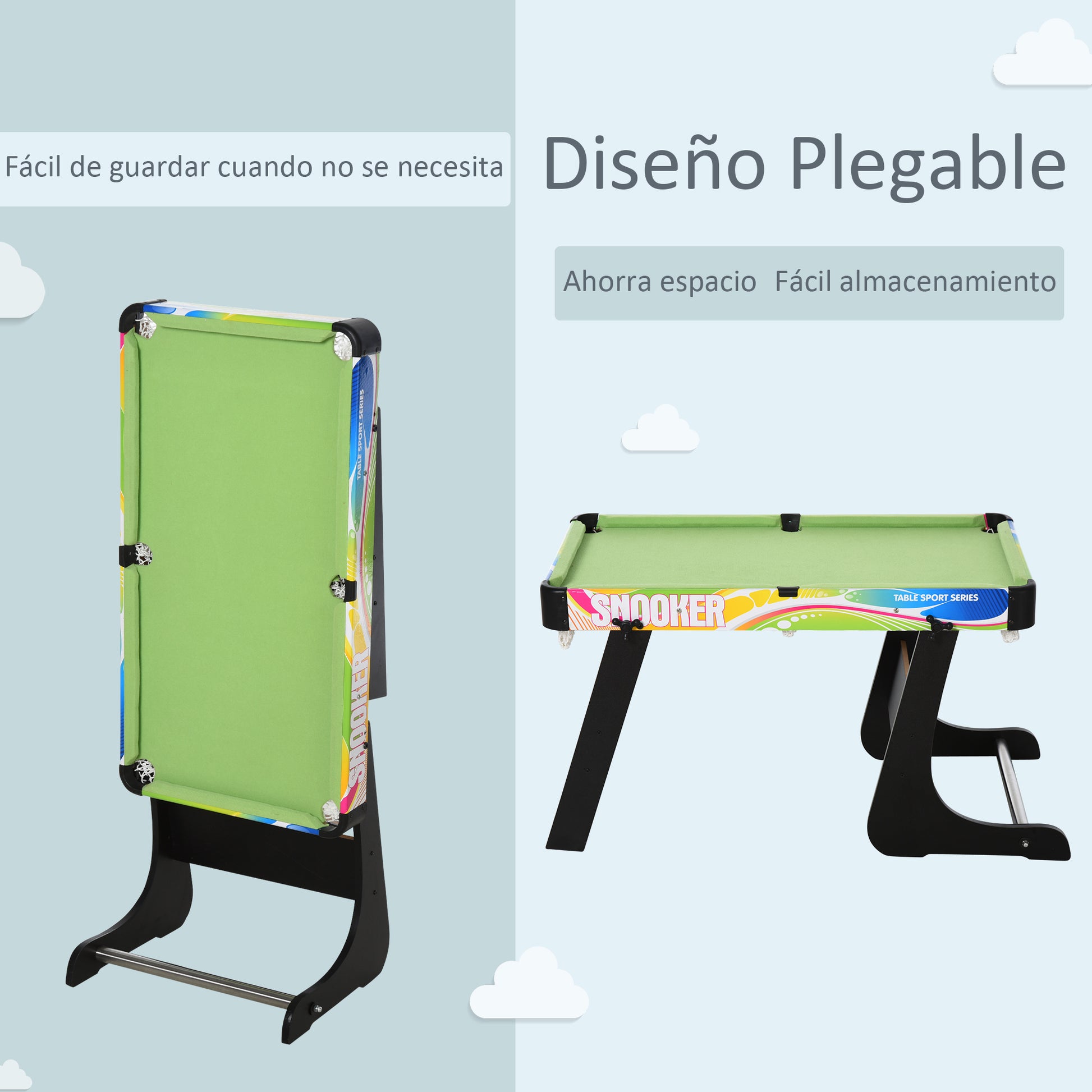 Folding Multi-Game Table 4-in-1 Design Foosball Air Hockey Pool Table Ping Pong Desktop Accessories Included Fun 86.5x43.5x64 cm