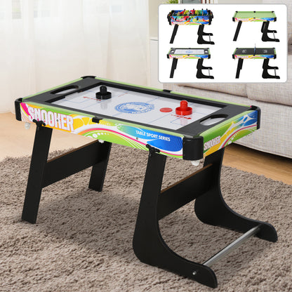 Folding Multi-Game Table 4-in-1 Design Foosball Air Hockey Pool Table Ping Pong Desktop Accessories Included Fun 86.5x43.5x64 cm