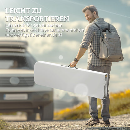 2-Piece Beer Bench Beer Tent Bench Folding Bench 8 People 182cm Foldable Party Bench with Handle, Metal Legs, HDPE Weatherproof Camping Bench for Indoor, Outdoor, Garden Bench up to 240kg White