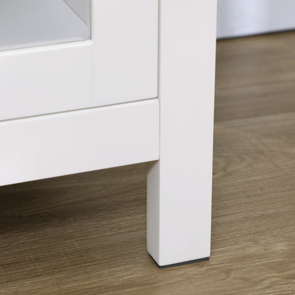 Modern Kitchen Sideboard Buffet Cabinet with Drawer Adjustable Shelf and 2 Glass Doors Storage Cabinet for Dining Room Living Room 80x40x90 cm White