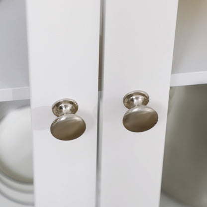 Modern Kitchen Sideboard Buffet Cabinet with Drawer Adjustable Shelf and 2 Glass Doors Storage Cabinet for Dining Room Living Room 80x40x90 cm White