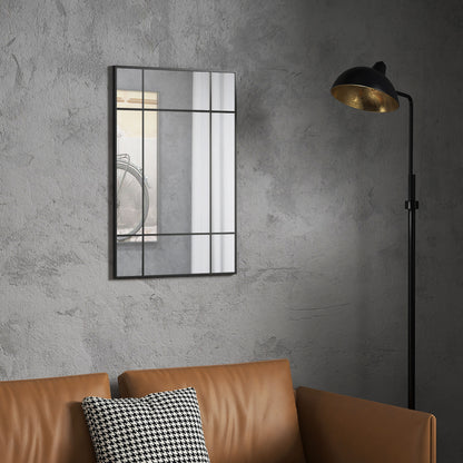 Rectangular Wall Mirror 90x60 cm with Metal Frame Decorative Mirror for Living Room Bedroom Entryway Black