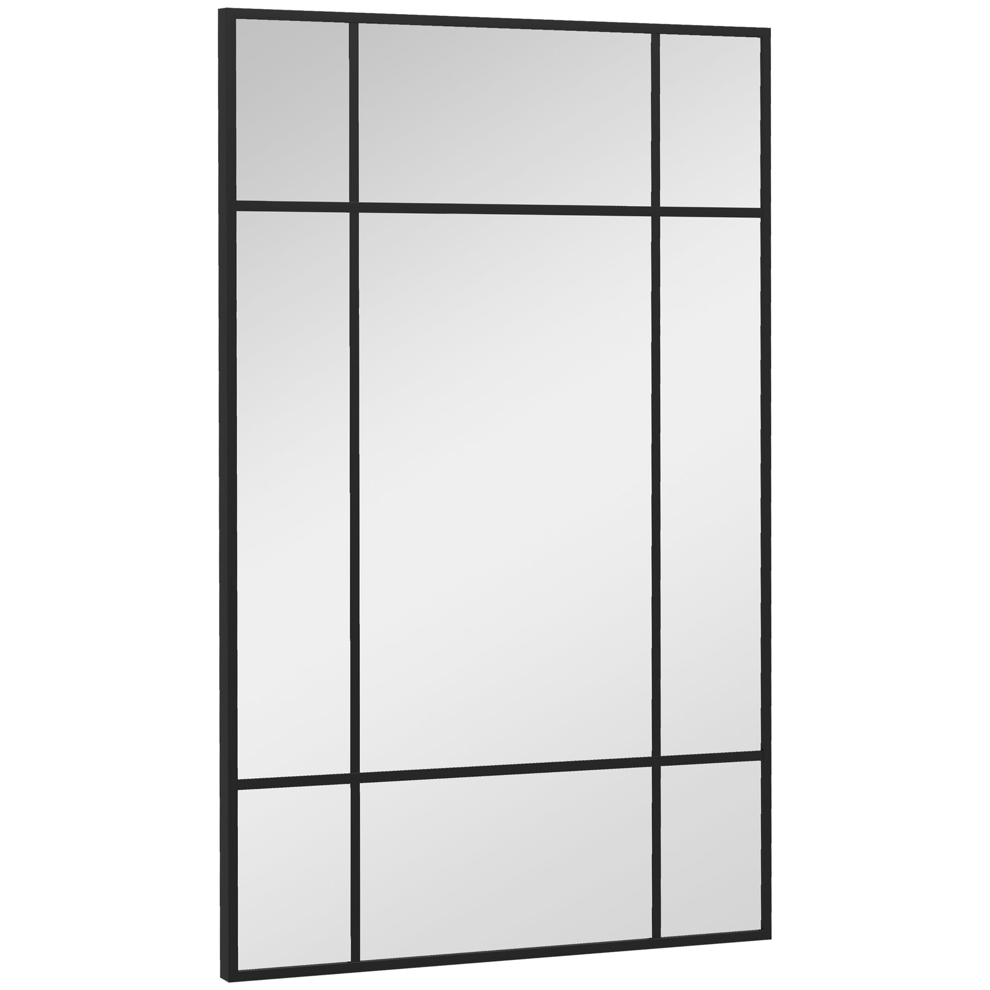 Rectangular Wall Mirror 90x60 cm with Metal Frame Decorative Mirror for Living Room Bedroom Entryway Black