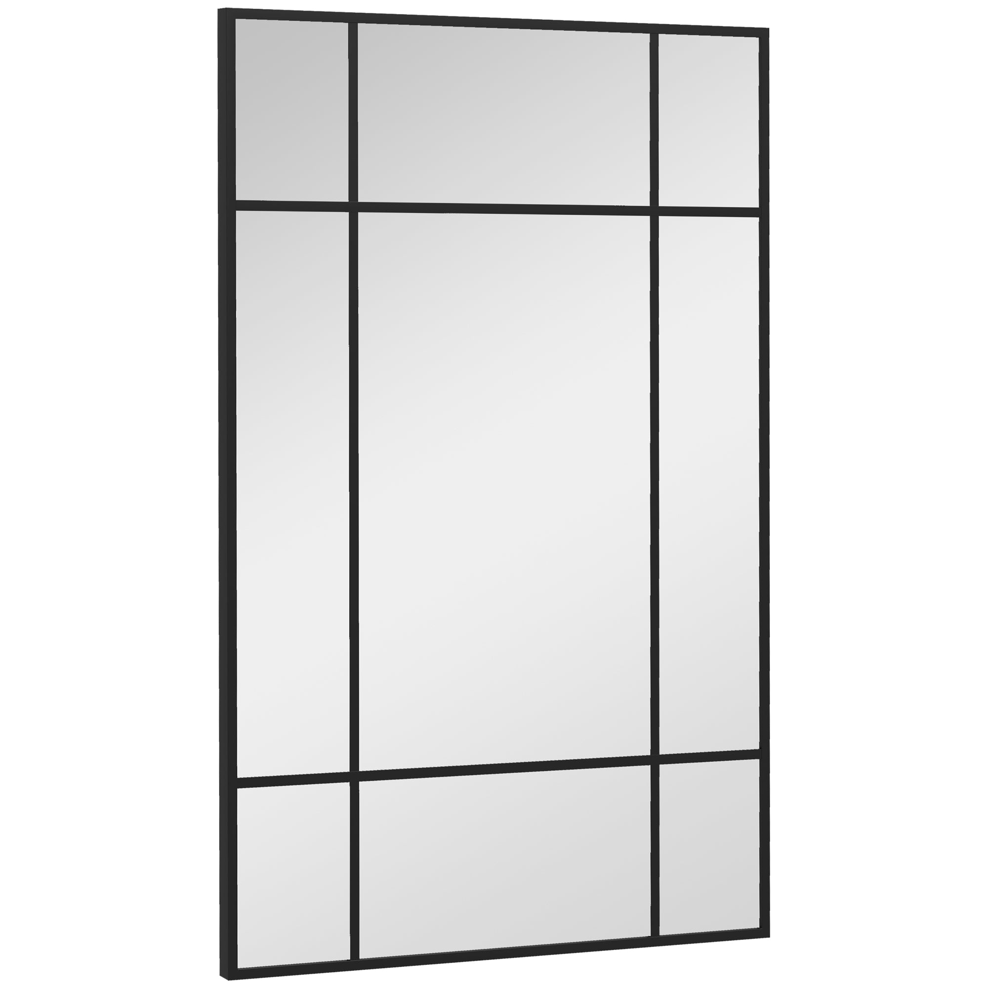 Rectangular Wall Mirror 90x60 cm with Metal Frame Decorative Mirror for Living Room Bedroom Entryway Black
