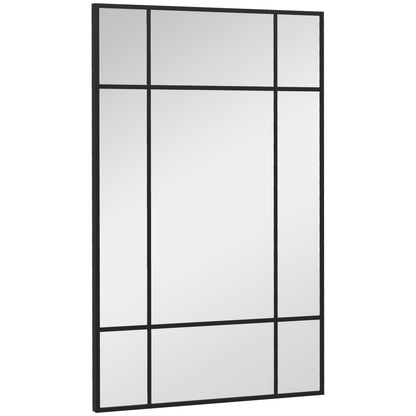 Rectangular Wall Mirror 90x60 cm with Metal Frame Decorative Mirror for Living Room Bedroom Entryway Black