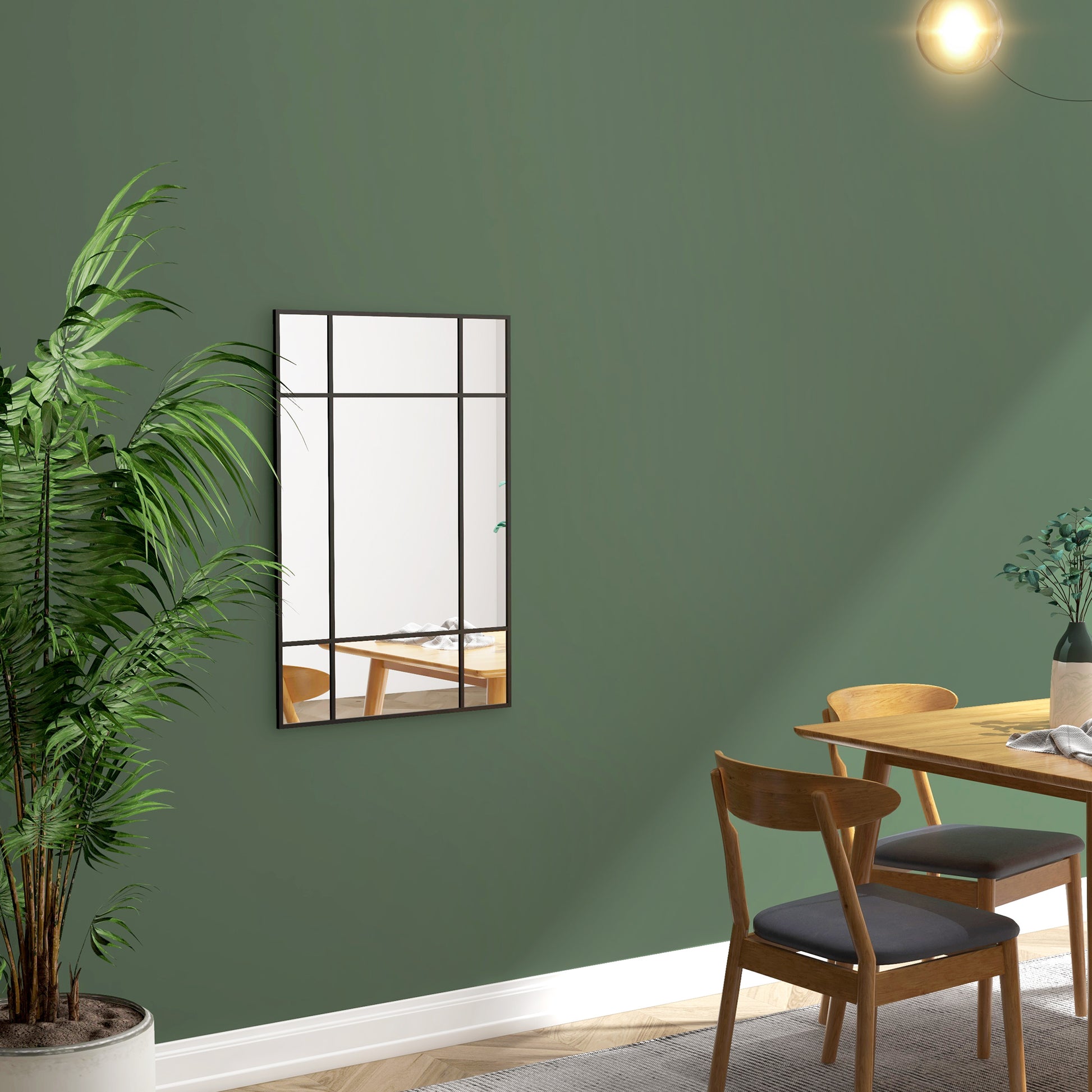 Rectangular Wall Mirror 90x60 cm with Metal Frame Decorative Mirror for Living Room Bedroom Entryway Black