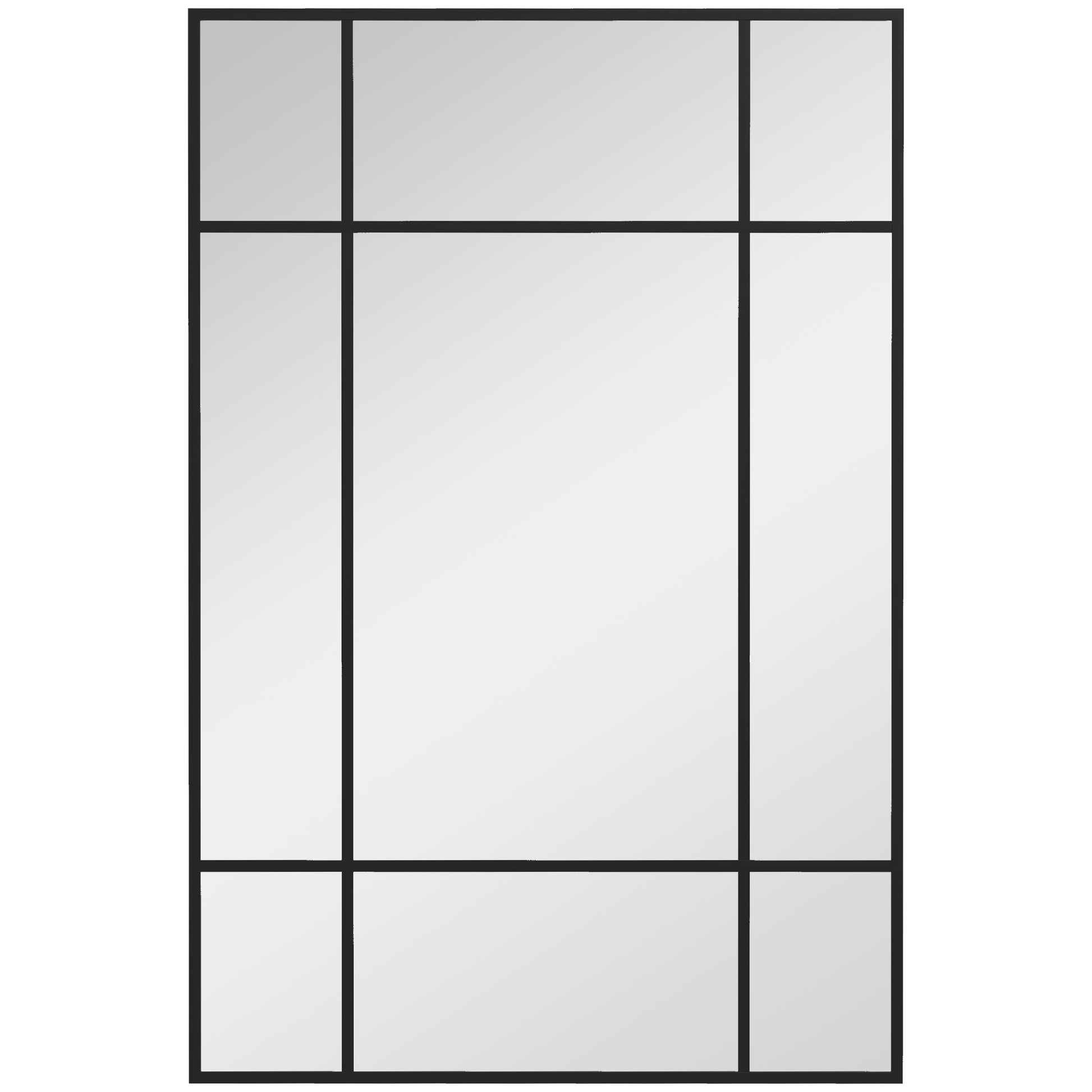 Rectangular Wall Mirror 90x60 cm with Metal Frame Decorative Mirror for Living Room Bedroom Entryway Black