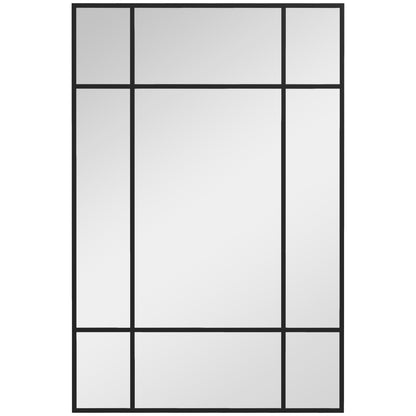 Rectangular Wall Mirror 90x60 cm with Metal Frame Decorative Mirror for Living Room Bedroom Entryway Black