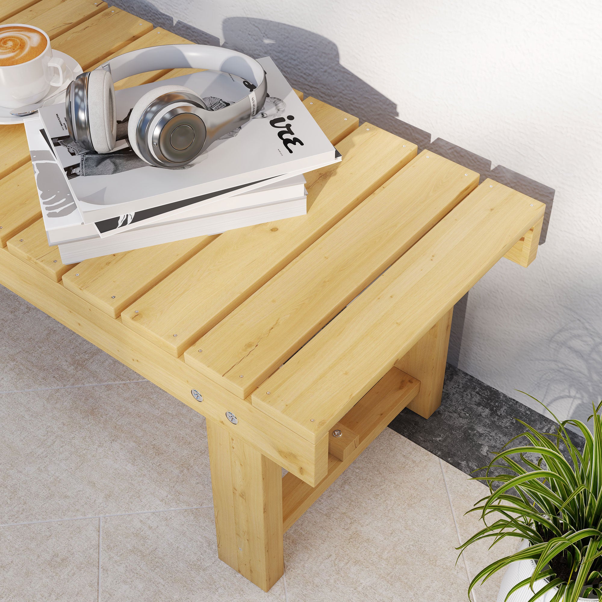 Garden Bench, 2-Seater Bench, Outdoor Furniture, Rustic Bench, Solid Wood, Natural, 110 x 38 x 35 cm