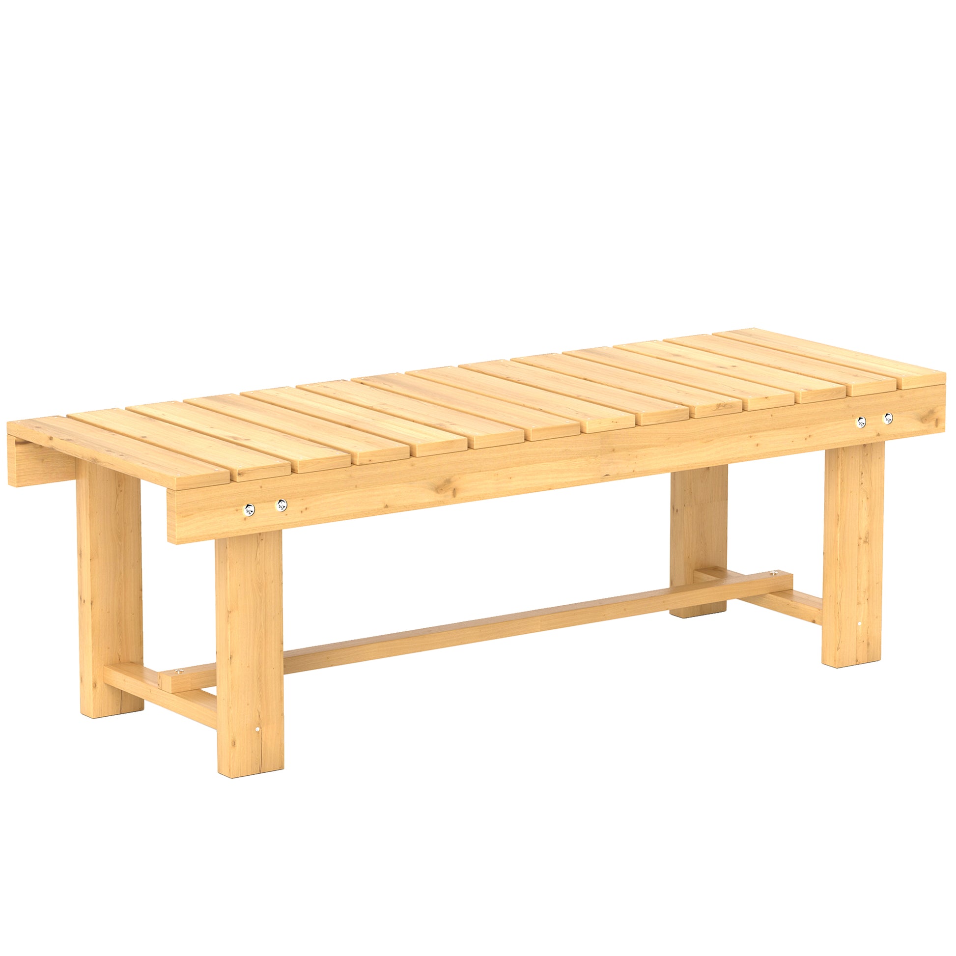 Garden Bench, 2-Seater Bench, Outdoor Furniture, Rustic Bench, Solid Wood, Natural, 110 x 38 x 35 cm