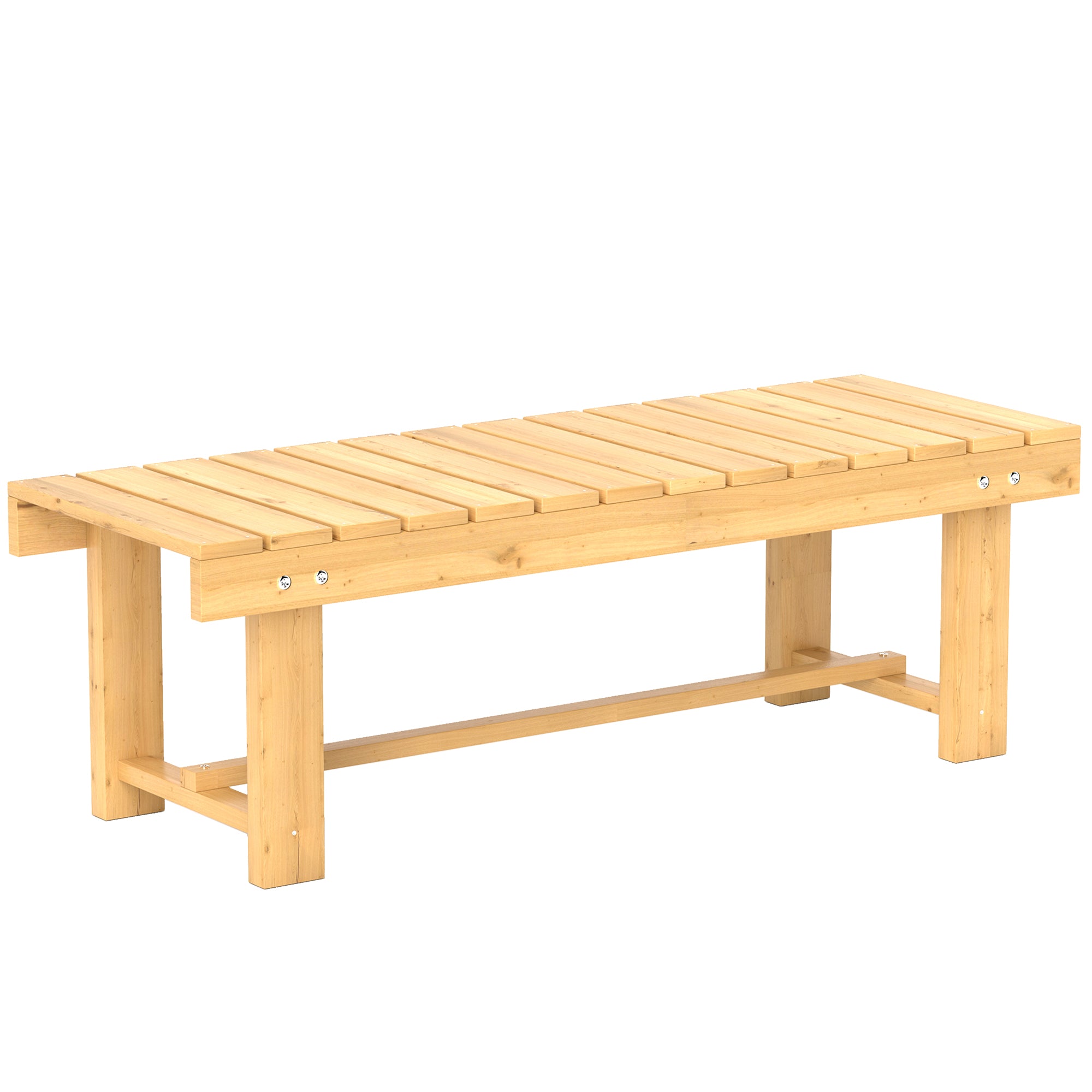 Garden Bench, 2-Seater Bench, Outdoor Furniture, Rustic Bench, Solid Wood, Natural, 110 x 38 x 35 cm