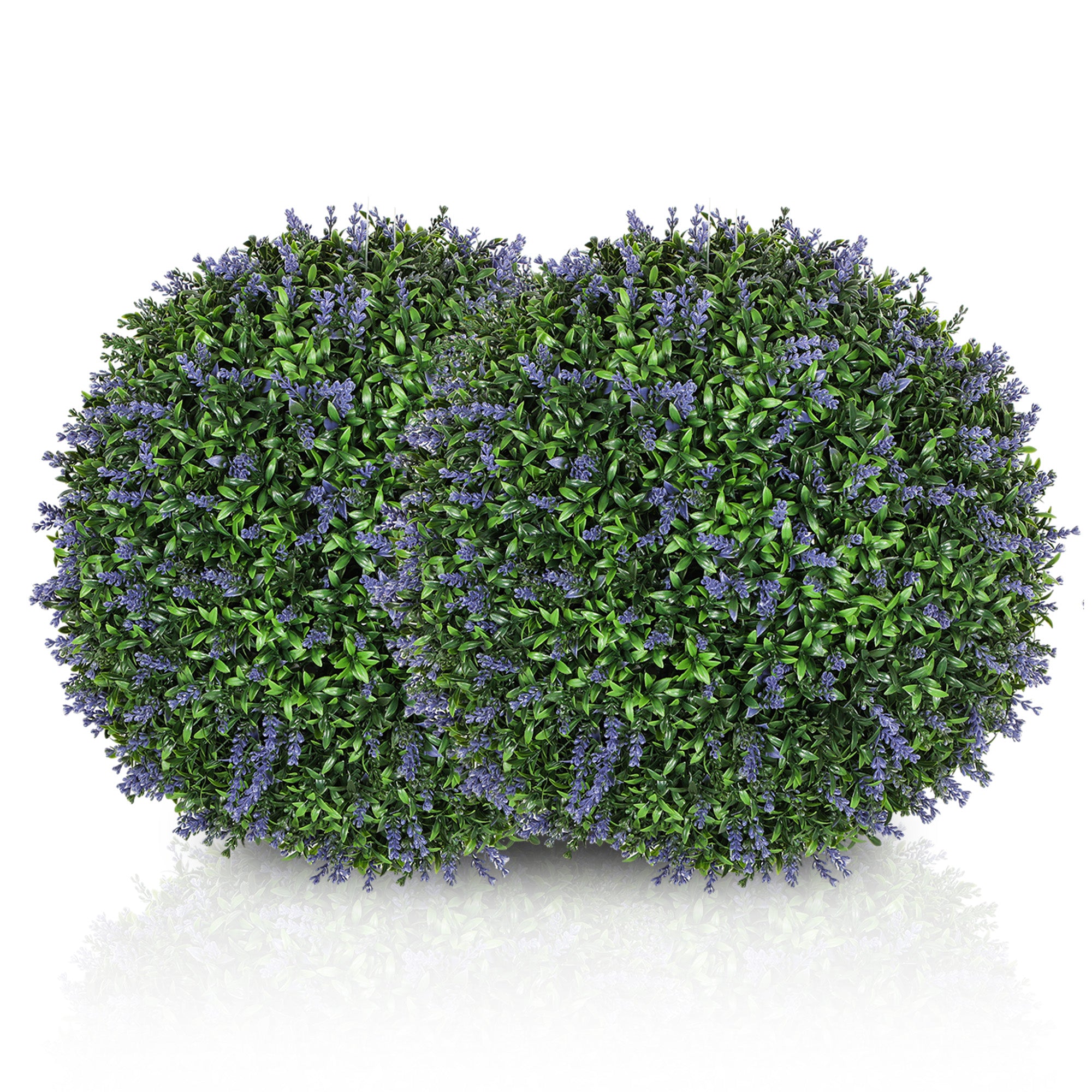Set of 2 Artificial Lavender, 42 cm Indoor Plant, Artificial Plant in Sphere Shape, Large Decorative Artificial Flowers for Home, Office, Hallway, Garden, Violet+Green