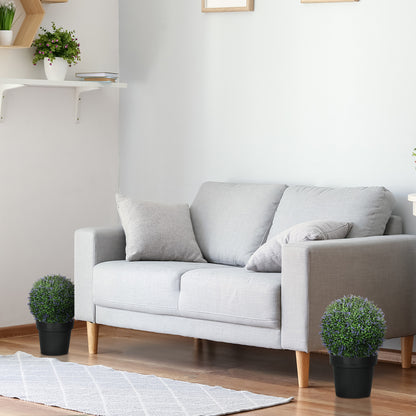 Set of 2 Artificial Lavender, 42 cm Indoor Plant, Artificial Plant in Sphere Shape, Large Decorative Artificial Flowers for Home, Office, Hallway, Garden, Violet+Green