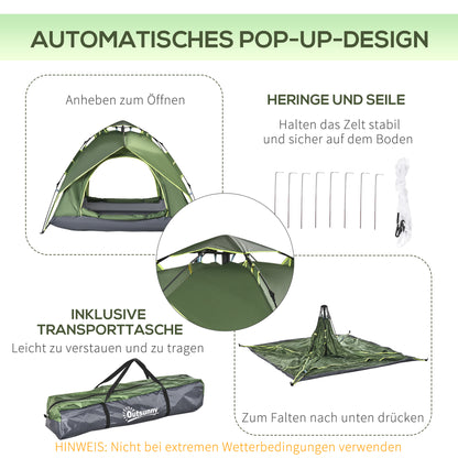 Camping Tent for 3 Persons Light, Stable Dome Tent with Entrance, Carrying Bag, Groundsheet, Family Tent with 1000mm Water Column Camping Travel Trekking Garden