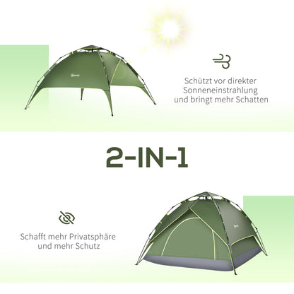 Camping Tent for 3 Persons Light, Stable Dome Tent with Entrance, Carrying Bag, Groundsheet, Family Tent with 1000mm Water Column Camping Travel Trekking Garden