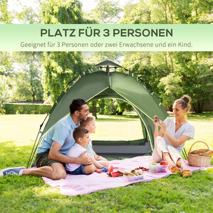 Camping Tent for 3 Persons Light, Stable Dome Tent with Entrance, Carrying Bag, Groundsheet, Family Tent with 1000mm Water Column Camping Travel Trekking Garden