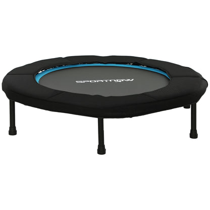 SPORTNOW 102 cm Foldable Fitness Trampoline Elastic Bed with Steel Frame Non-Slip Load Capacity 100 kg for Leg Body Workout at Home Office Gym Blue