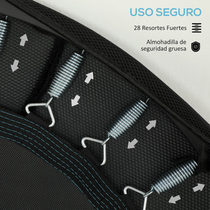 SPORTNOW 102 cm Foldable Fitness Trampoline Elastic Bed with Steel Frame Non-Slip Load Capacity 100 kg for Leg Body Workout at Home Office Gym Blue