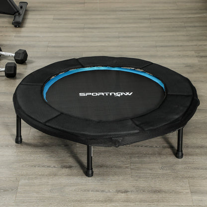SPORTNOW 102 cm Foldable Fitness Trampoline Elastic Bed with Steel Frame Non-Slip Load Capacity 100 kg for Leg Body Workout at Home Office Gym Blue