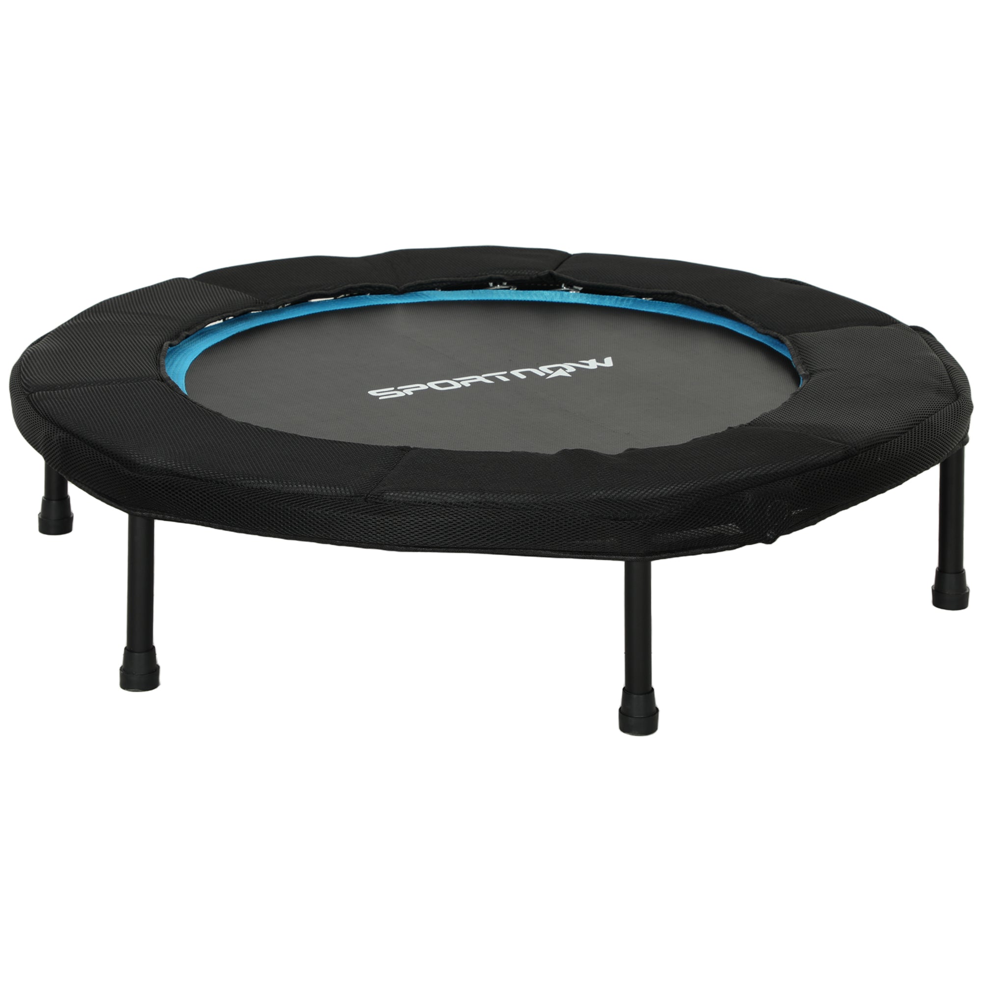 SPORTNOW 102 cm Foldable Fitness Trampoline Elastic Bed with Steel Frame Non-Slip Load Capacity 100 kg for Leg Body Workout at Home Office Gym Blue