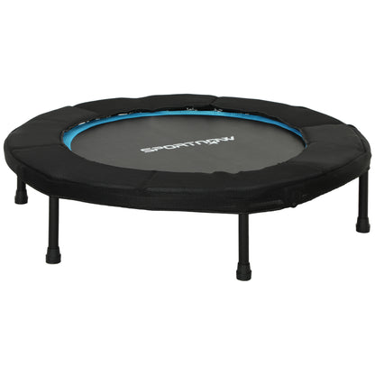 SPORTNOW 102 cm Foldable Fitness Trampoline Elastic Bed with Steel Frame Non-Slip Load Capacity 100 kg for Leg Body Workout at Home Office Gym Blue