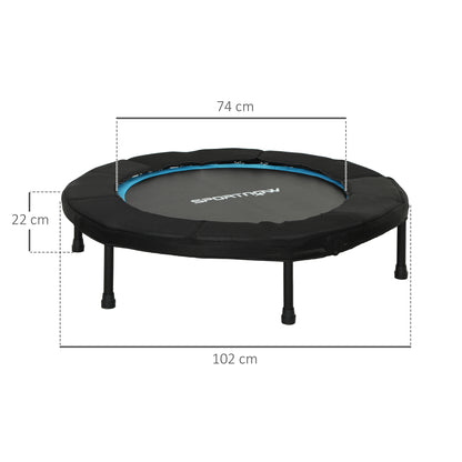 SPORTNOW 102 cm Foldable Fitness Trampoline Elastic Bed with Steel Frame Non-Slip Load Capacity 100 kg for Leg Body Workout at Home Office Gym Blue