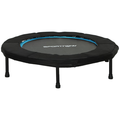SPORTNOW 102 cm Foldable Fitness Trampoline Elastic Bed with Steel Frame Non-Slip Load Capacity 100 kg for Leg Body Workout at Home Office Gym Blue