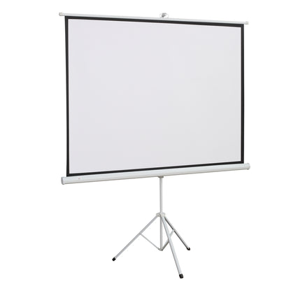 Manual Projector Screen with Stand 84 Inches Portable Projection Screen 4:3 Format for Indoor and Outdoor Home Cinema Patio 171x131 cm White