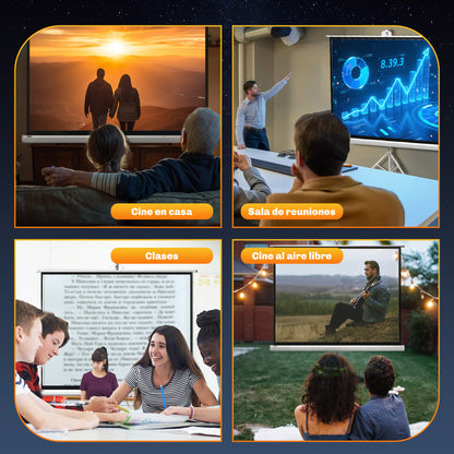 Manual Projector Screen with Stand 84 Inches Portable Projection Screen 4:3 Format for Indoor and Outdoor Home Cinema Patio 171x131 cm White