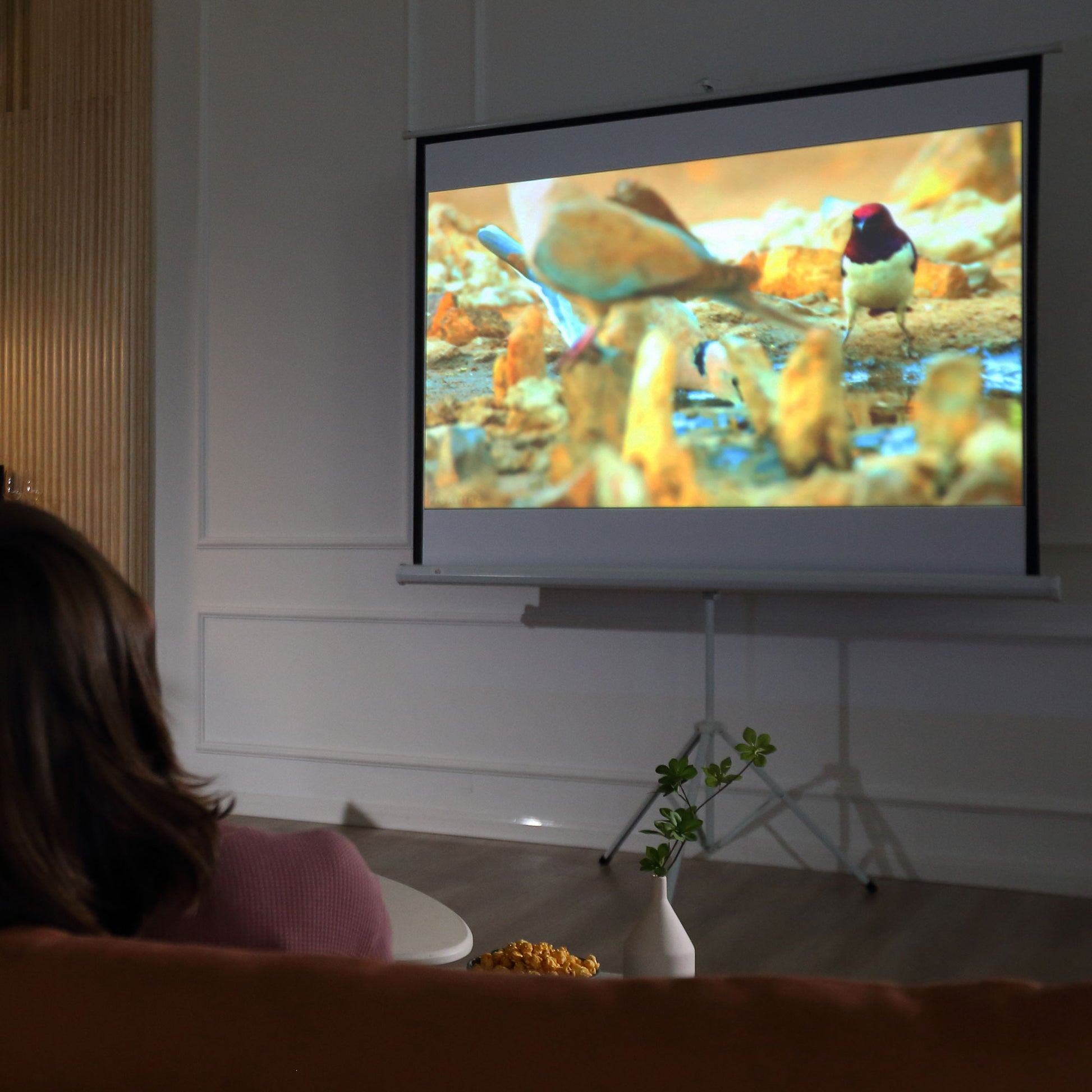 Manual Projector Screen with Stand 84 Inches Portable Projection Screen 4:3 Format for Indoor and Outdoor Home Cinema Patio 171x131 cm White