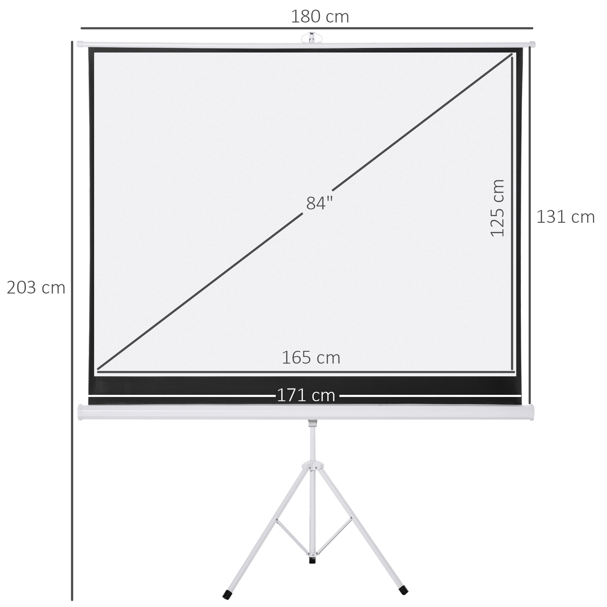 Manual Projector Screen with Stand 84 Inches Portable Projection Screen 4:3 Format for Indoor and Outdoor Home Cinema Patio 171x131 cm White