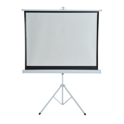 Manual Projector Screen with Stand 84 Inches Portable Projection Screen 4:3 Format for Indoor and Outdoor Home Cinema Patio 171x131 cm White