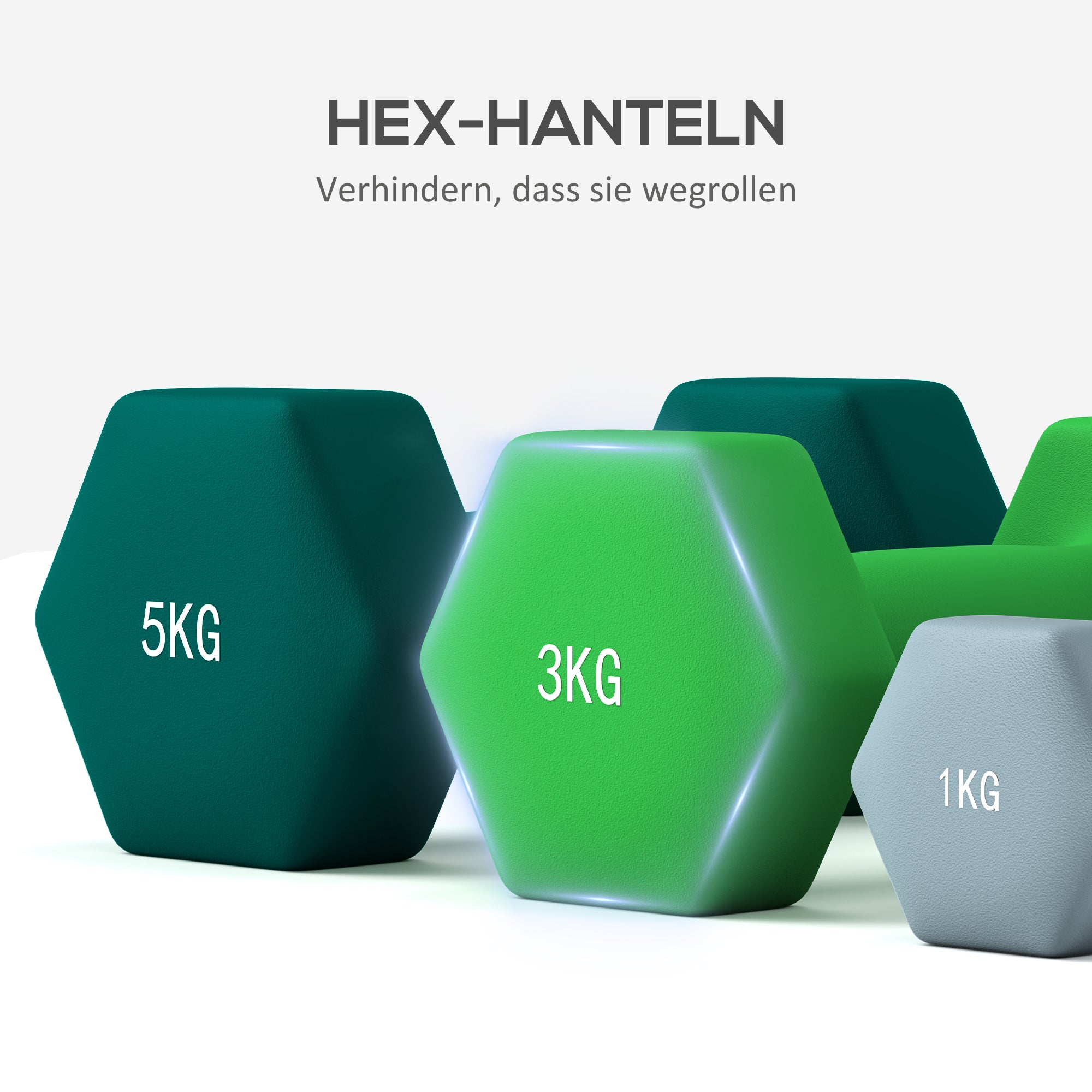SPORTNOW Dumbbell Set 6 Dumbbells with Foldable Dumbbell Stand, 2 x 1kg, 2 x 3kg, 2 x 5kg Hex Dumbbells, Kettlebell for Fitness, Gymnastics, Home