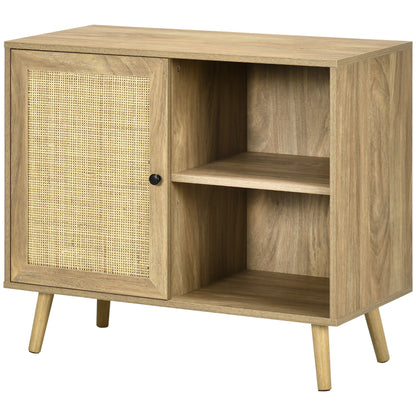 Kitchen Sideboard Buffet Cabinet with Rattan Door and 2 Storage Shelves for Dining Room 80x39x70 cm Natural