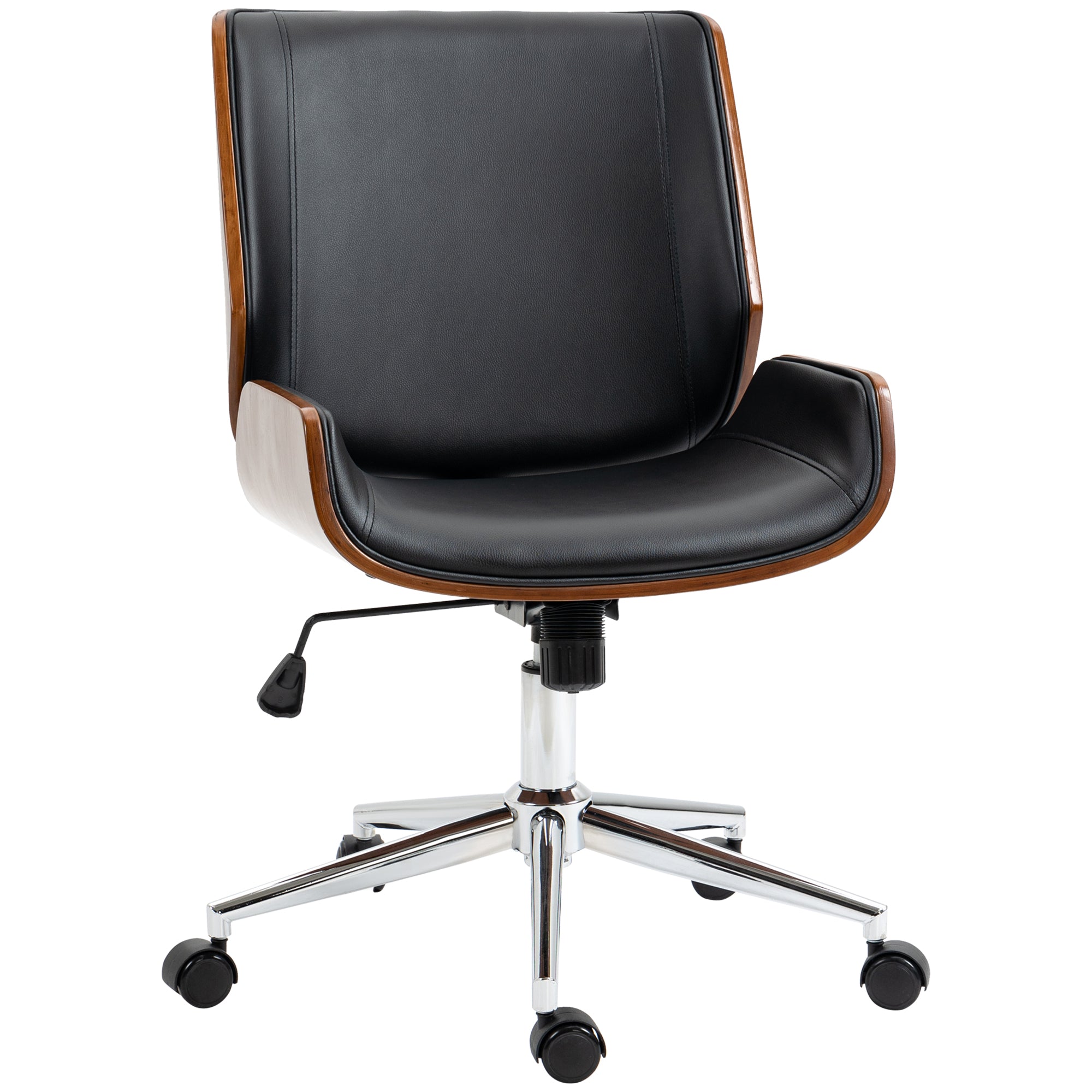 Office Chair with Rocking Function, Ergonomic Computer Chair, Height Adjustable Desk Chair, Swivel Chair for Study Room, up to 120 kg Load Capacity, Faux Leather, Black