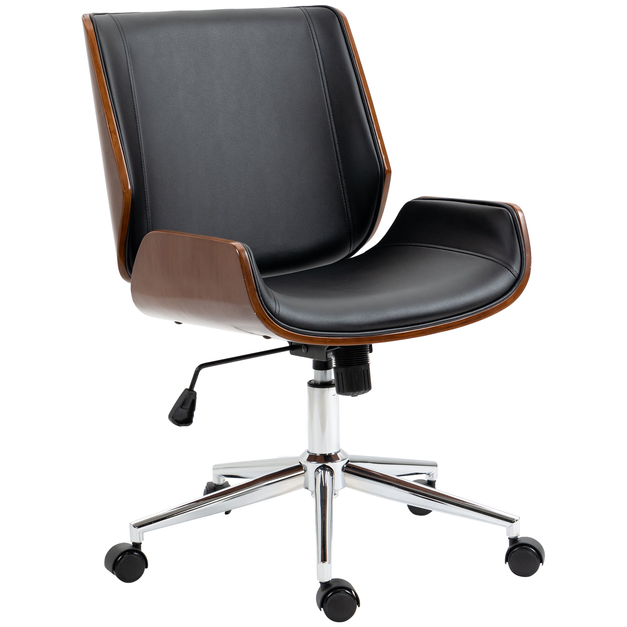 Office Chair with Rocking Function, Ergonomic Computer Chair, Height Adjustable Desk Chair, Swivel Chair for Study Room, up to 120 kg Load Capacity, Faux Leather, Black