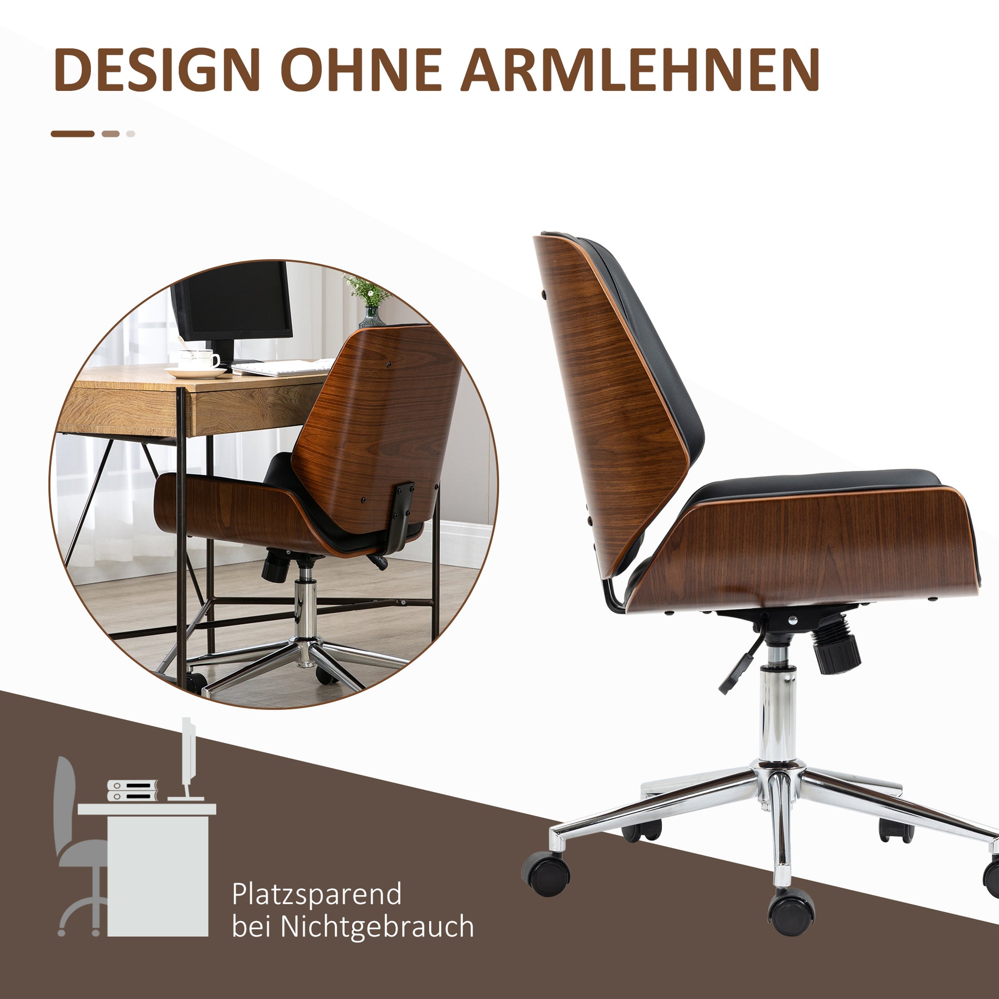 Office Chair with Rocking Function, Ergonomic Computer Chair, Height Adjustable Desk Chair, Swivel Chair for Study Room, up to 120 kg Load Capacity, Faux Leather, Black