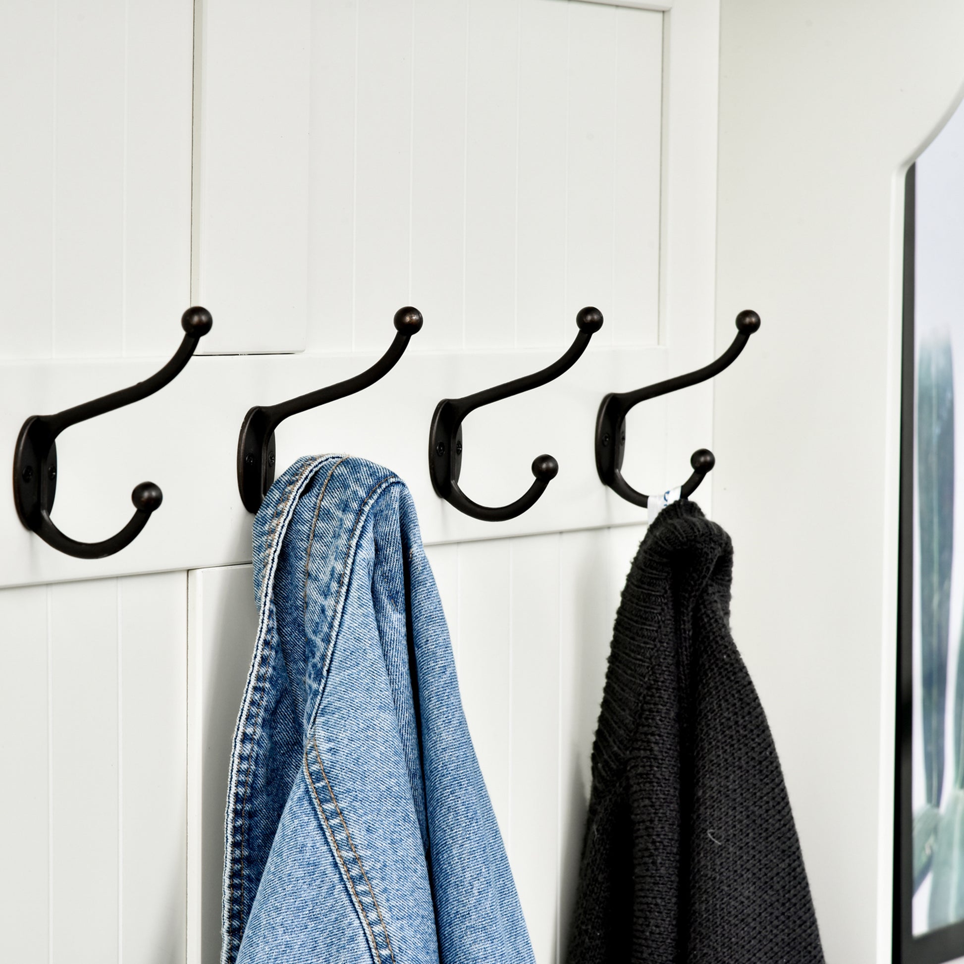 Coat Rack with Shoe Rack Bench Hall Tree Entryway Coat Stand with 5 Hooks and Storage Space for Entryway Hallway Living Room Bedroom 96x34x179.7cm Ivory