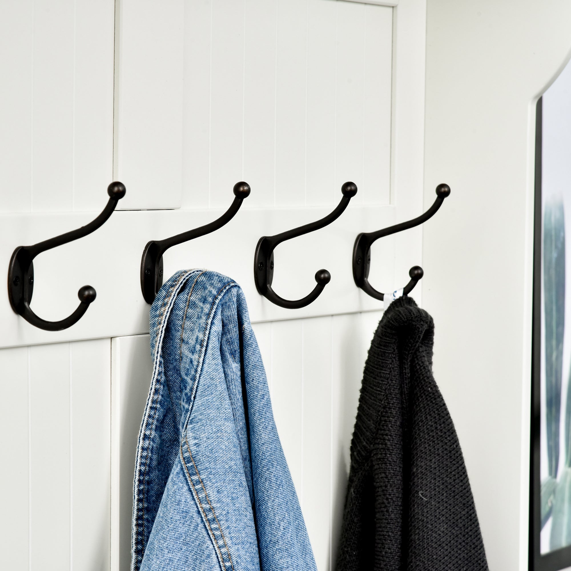 Coat Rack with Shoe Rack Bench Hall Tree Entryway Coat Stand with 5 Hooks and Storage Space for Entryway Hallway Living Room Bedroom 96x34x179.7cm Ivory