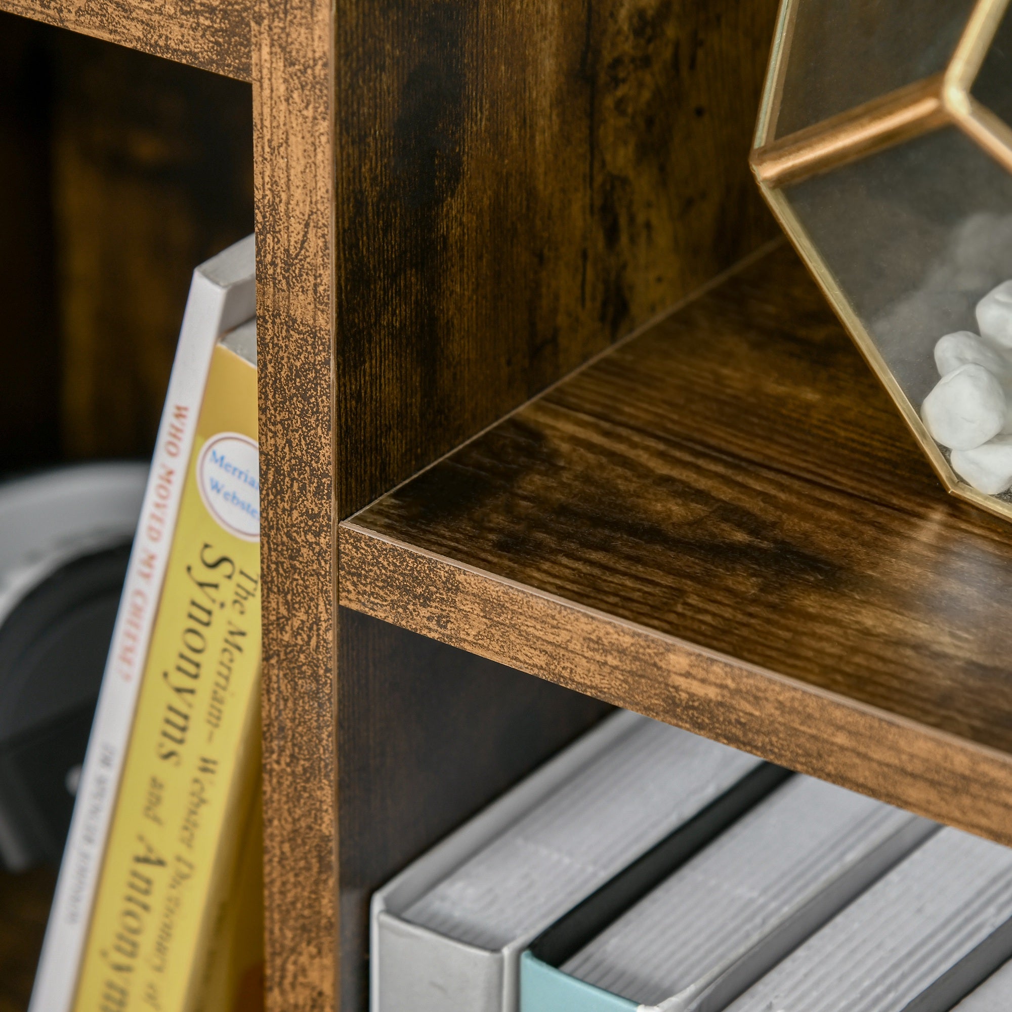 Bookshelf Wooden Bookcase with 7 Storage Compartments Plants Files for Living Room Bedroom Office 50x24x106 cm Rustic Brown